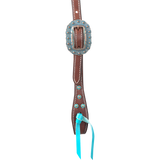 Slip Ear Headstall with Turquoise and Copper Dot Buckles