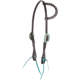 Slip Ear Headstall with Turquoise and Copper Dot Buckles